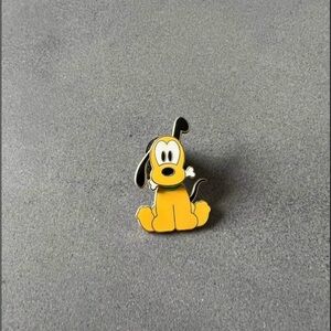 Bright Yellow Pluto Dog Pin with Black Ears and Nose